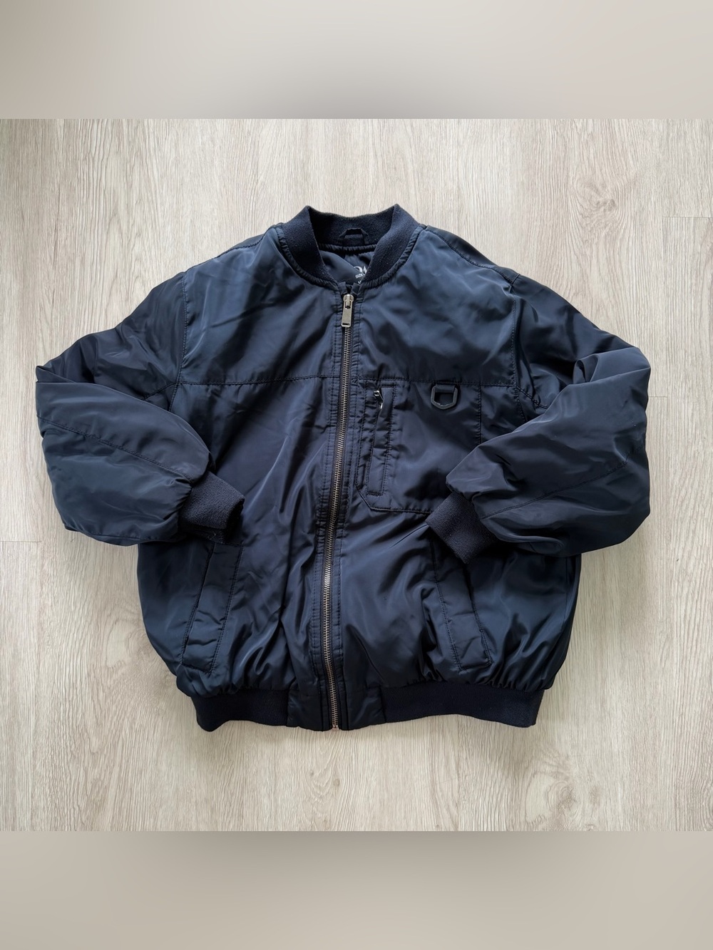 Zara Boys Size 9 Navy Bomber Jacket with Zipper